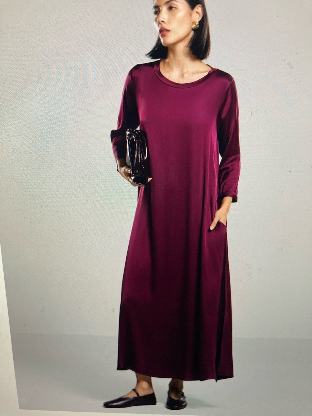 JAKI Women's Dahlia Satin Maxi Dress in Burgundy
